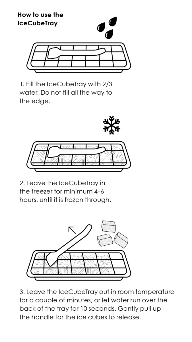 Pulito Lift Out Ice Cube Tray with removable silicone tray for easy ice cube removal and filling.