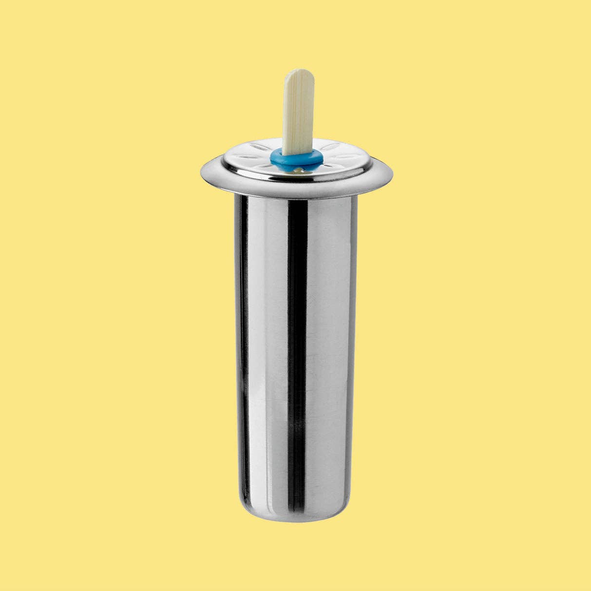 Six reusable stainless steel Popsicle molds by Pulito, round shape, plastic-free, BPA-free, 80 ml capacity, perfect for homemade frozen treats.