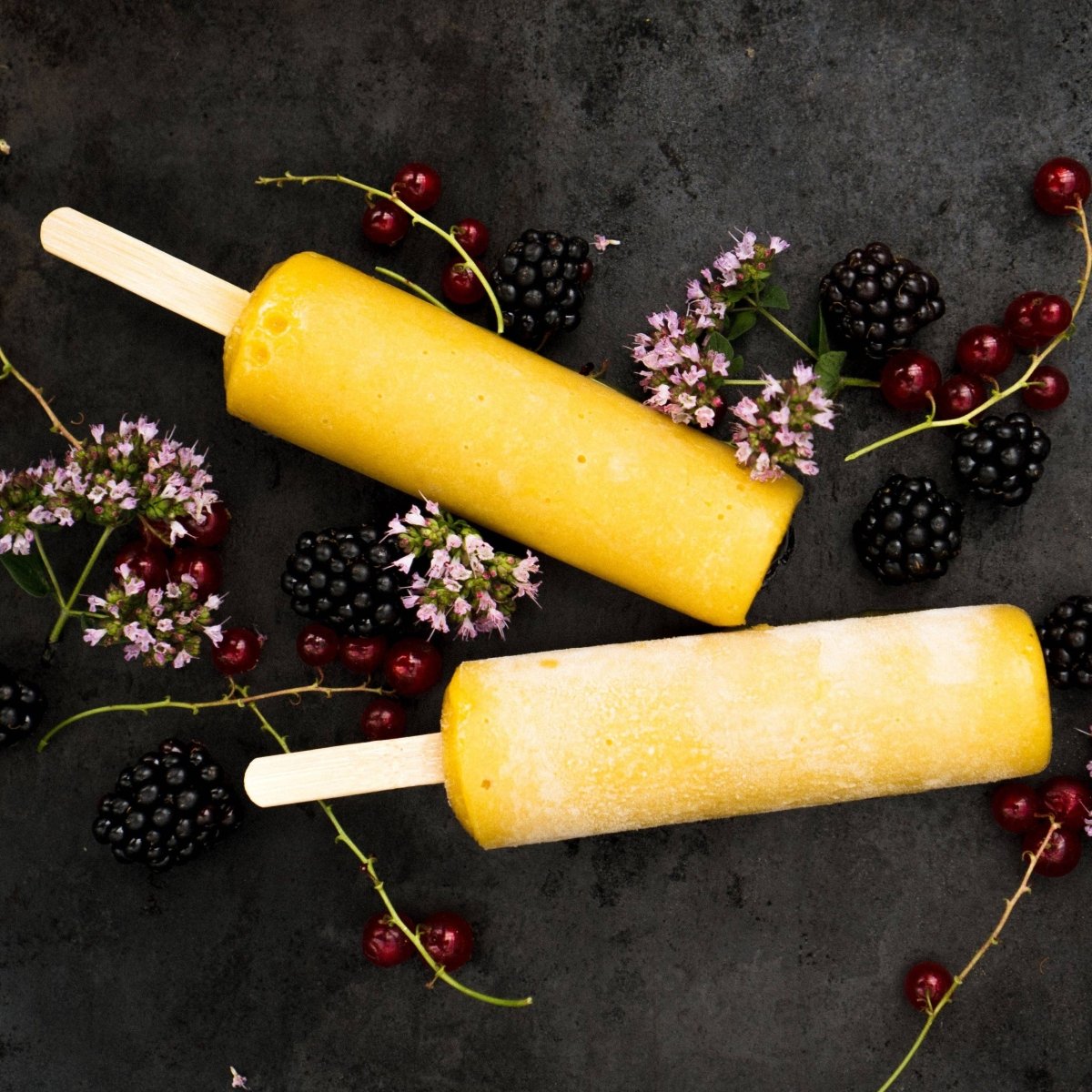 Six reusable stainless steel Popsicle molds by Pulito, round shape, plastic-free and BPA-free, with 80 ml capacity.