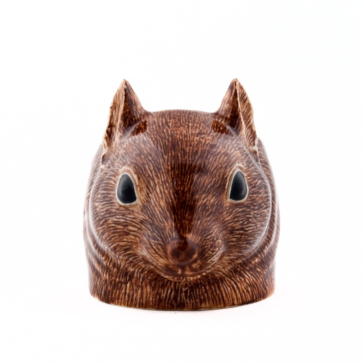 Squirrel-shaped egg cup on a white background