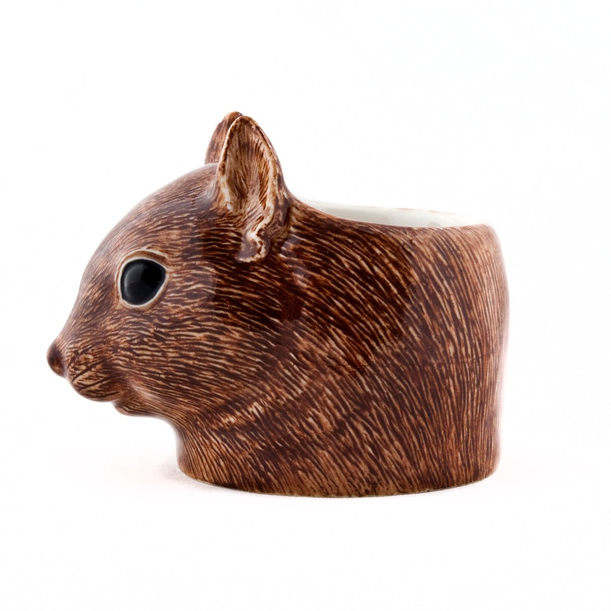 Squirrel-shaped container on a white background