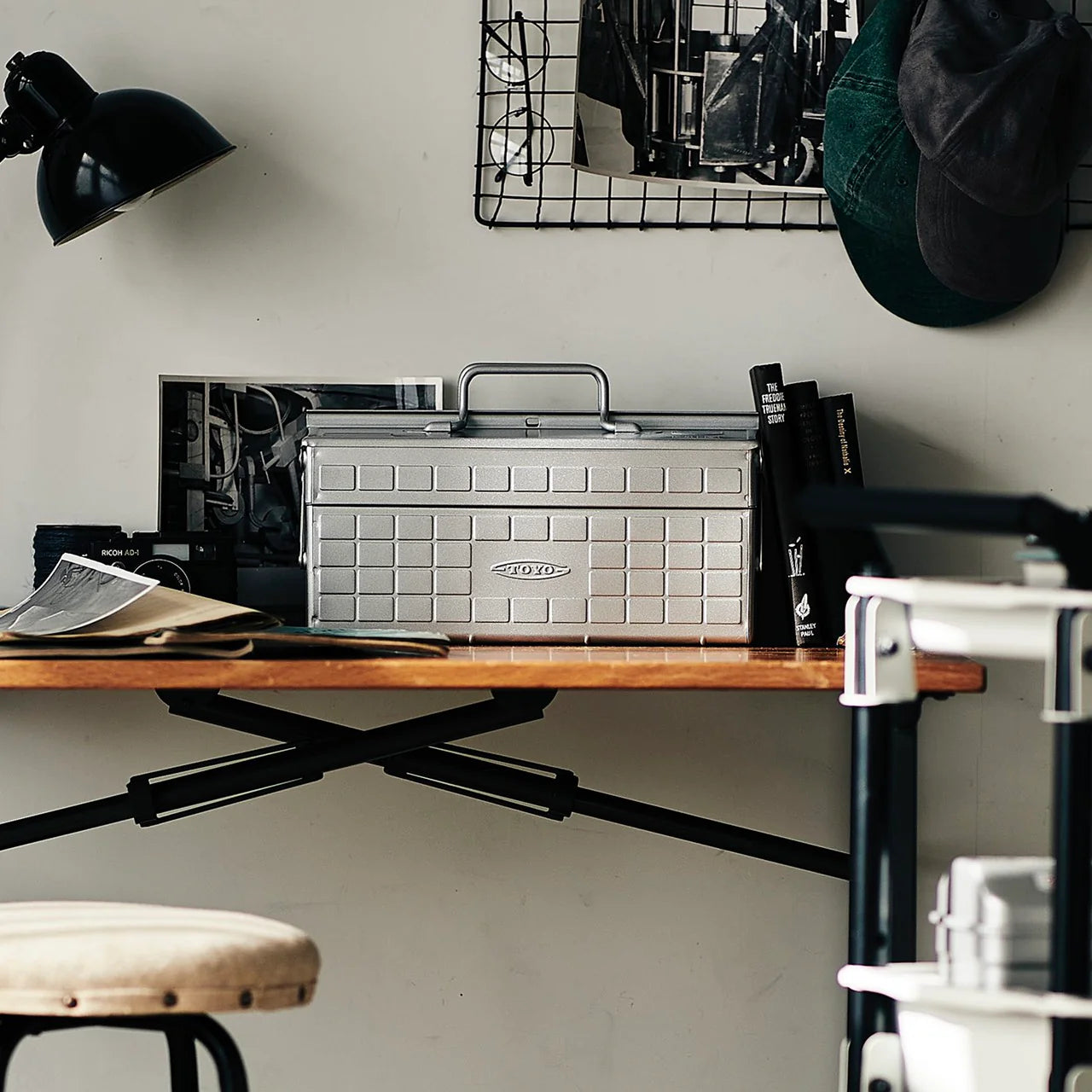 Robinson Two Tier Toolbox ST-350 in silver, featuring multiple compartments for organizing tools, on a white background.