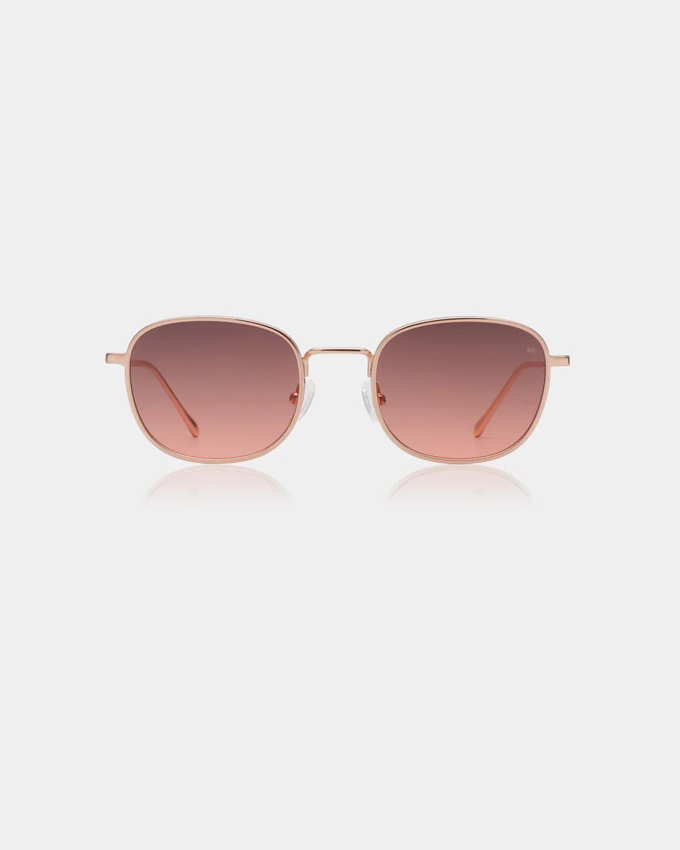 Rose gold Hello sunglasses by A. Kjaerbede with stylish oversized frames and tinted lenses.