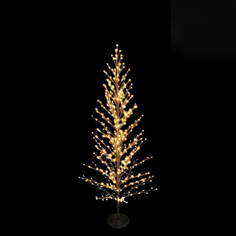 LED snow-covered Christmas tree by Fiorira un Giardino, 180cm indoor/outdoor with 479 lights, decorated for holiday season.