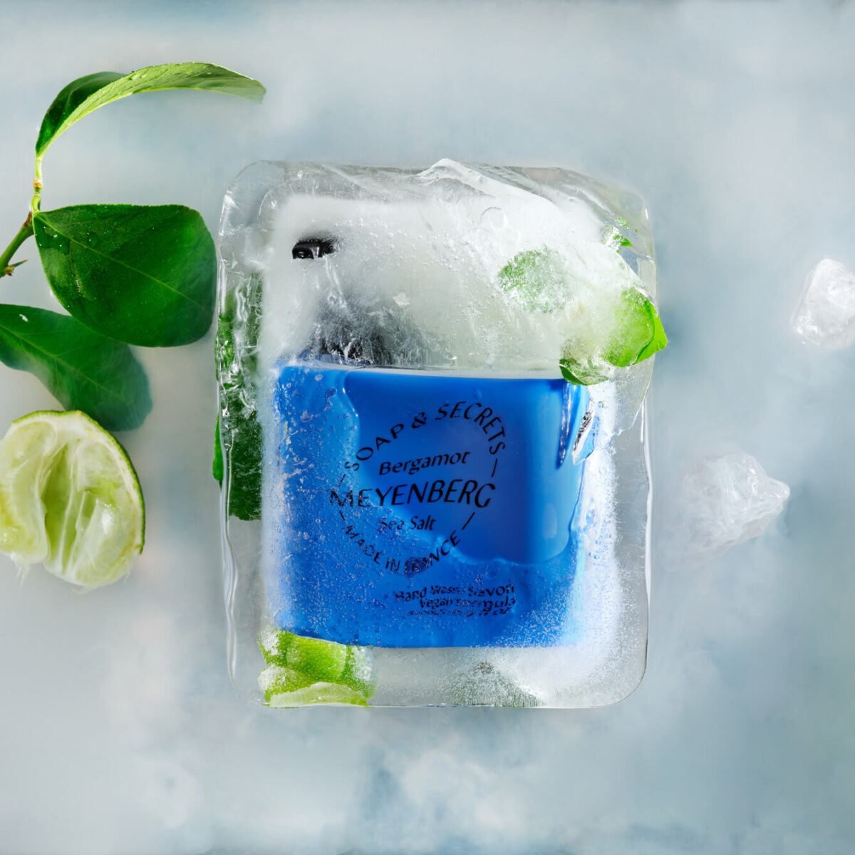 Bergamot and sea salt hand wash in a 500 ml soap bottle, natural bath product by Soap & Secrets with citrus and mineral ingredients.