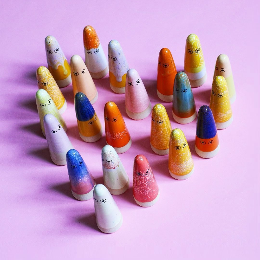 Studio Arhoj ceramic ghost figurine with a smooth, glossy finish and whimsical design, perfect for decorative display.