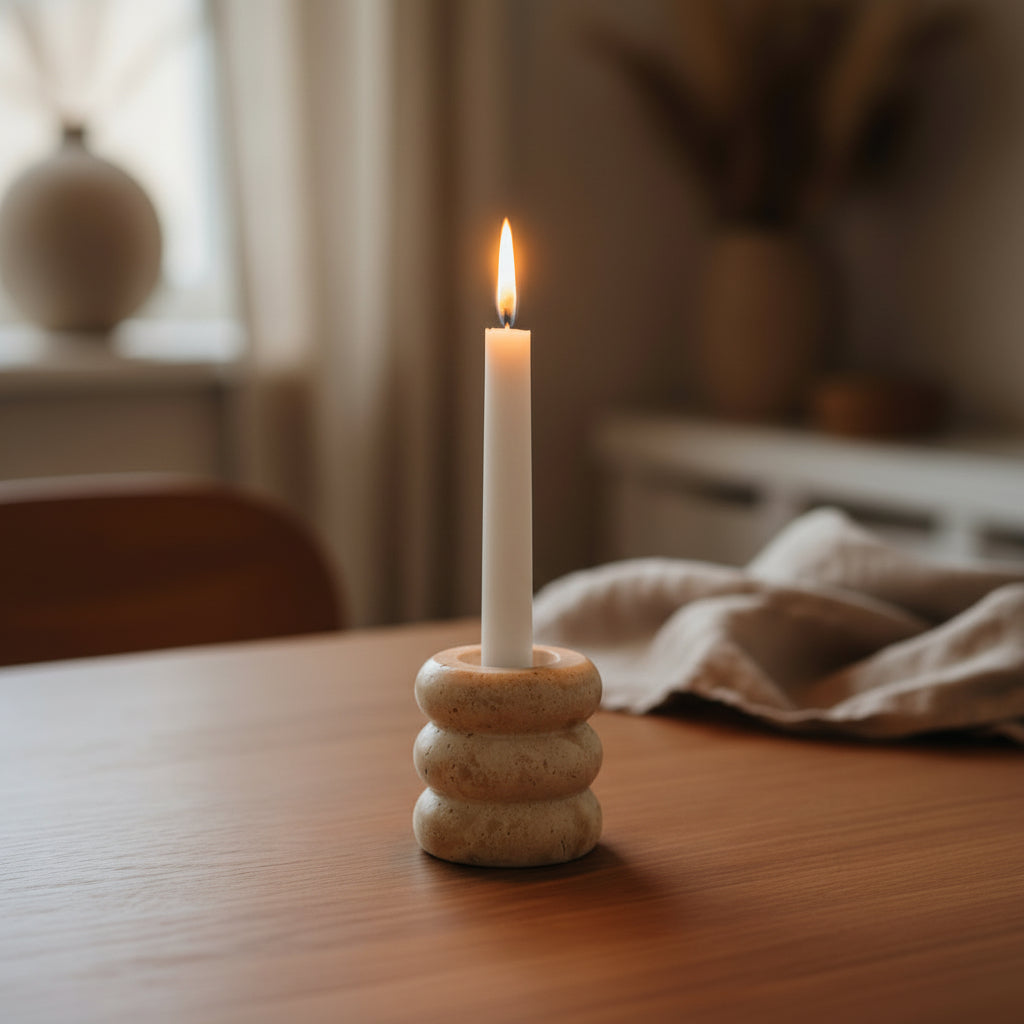 Travertine candle holder: Medium