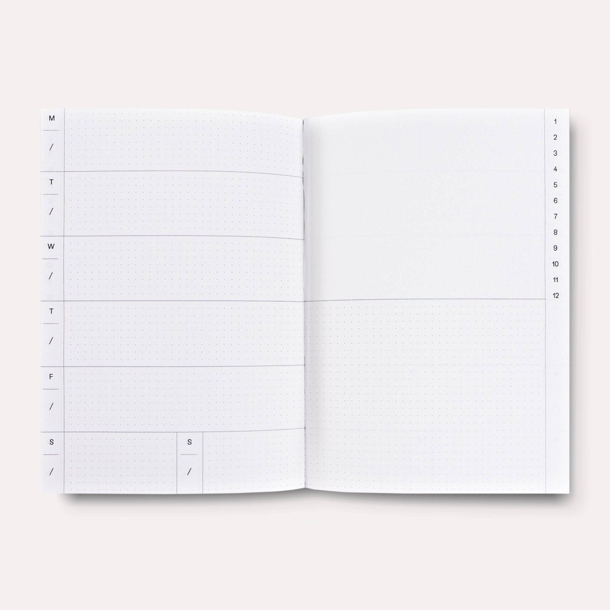 Overlay Flowers No. 1 weekly planner book by The Completist, featuring a floral cover and lay-flat design for easy planning.