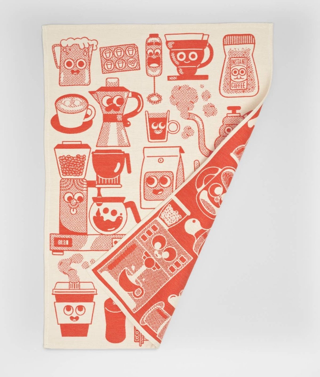 Kaffeezeit Geschirrtuch Rot/Beige