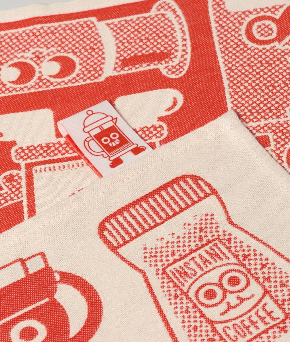 Kaffeezeit Geschirrtuch Rot/Beige