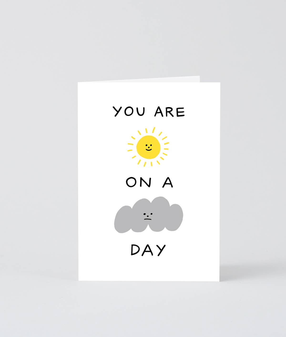 Wrap Sunshine On A Cloudy Day greeting card featuring a cheerful design with bright sunlight and clouds, perfect for uplifting messages.