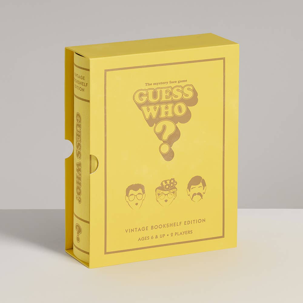 Guess Who? Vintage Bookshelf Edition game by WS Game Company featuring a classic board game with vintage book-themed design.