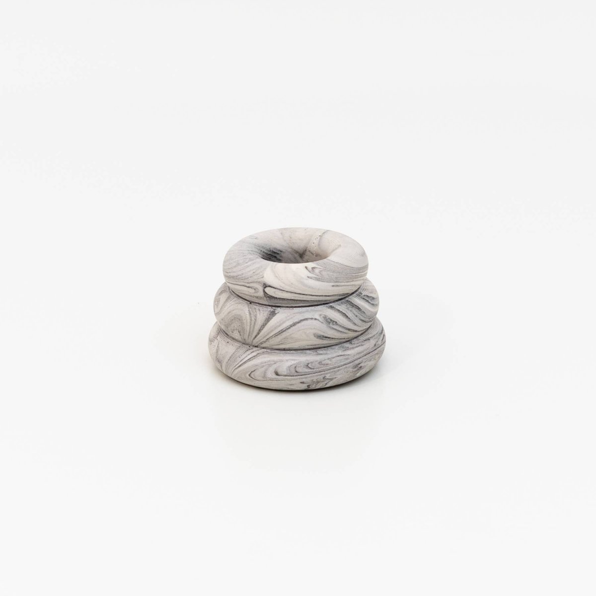 Grey marble Triple O Candleholder by YOD&CO with three candle holders arranged in a modern design.