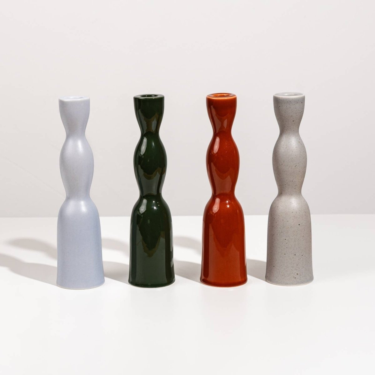 Tall grey speckle Wave Candleholder by YOD&CO featuring a sleek, modern design perfect for contemporary decor.