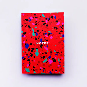 Red Terrazzo 44 Page Dot Grid Notebook