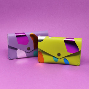 Abstract Leather Popper Purse: Lilac