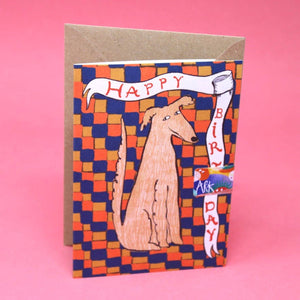 Happy Birthday Checkerboard Dog Greetings Card
