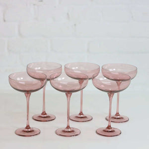 Coloured Champagne Coupe, Set of 6 Pieces, Smoky Rosé