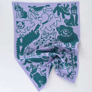 'Dogs Day Out' Tea Towel - Lilac Green