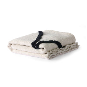Soft Woven Throw Blanket with Tufted Black Lines