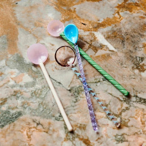 Glass Spoons - Aubergine & Light Pink