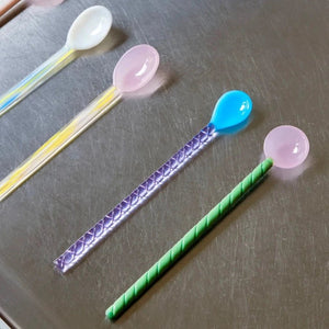 Glass Spoons - Turquoise & Light Pink