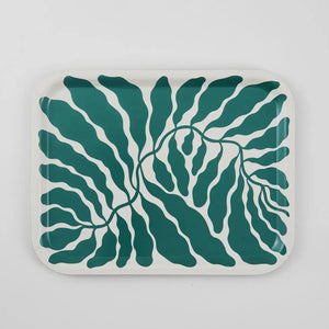 Green Leaves Rectangle Art Tray