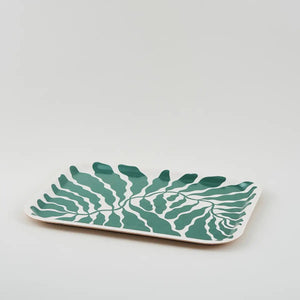 Green Leaves Rectangle Art Tray