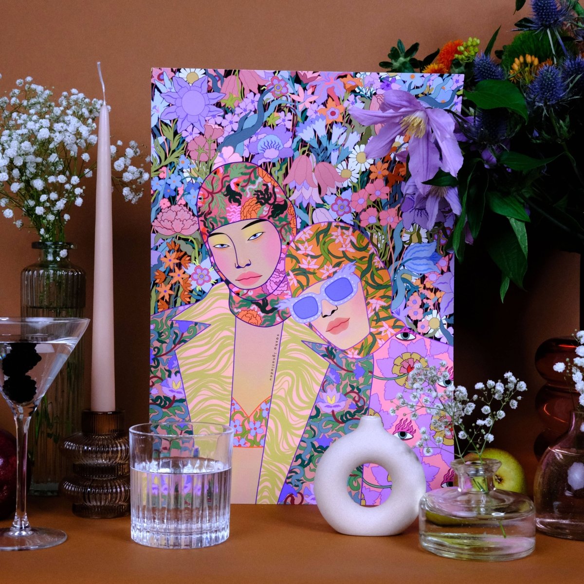 A4 giclee fine art print of a girl in a balaclava by Sasha Ignatiadou, showcasing detailed, artistic portrait illustration.