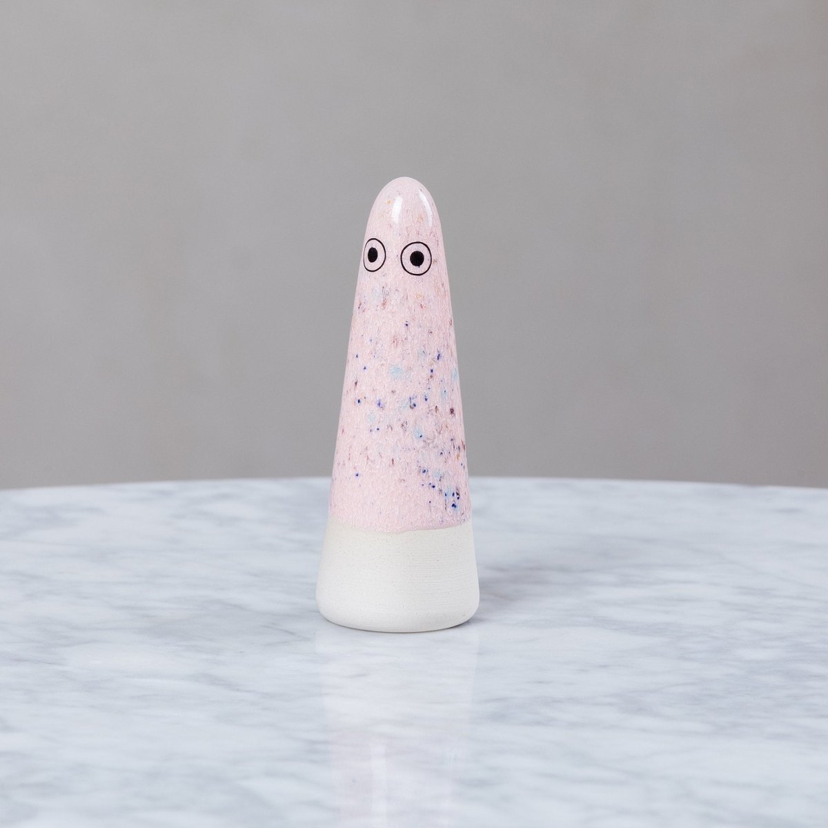 Studio Arhoj ceramic Ghost figure with a smooth, glossy finish and whimsical design, showcasing artistic craftsmanship.