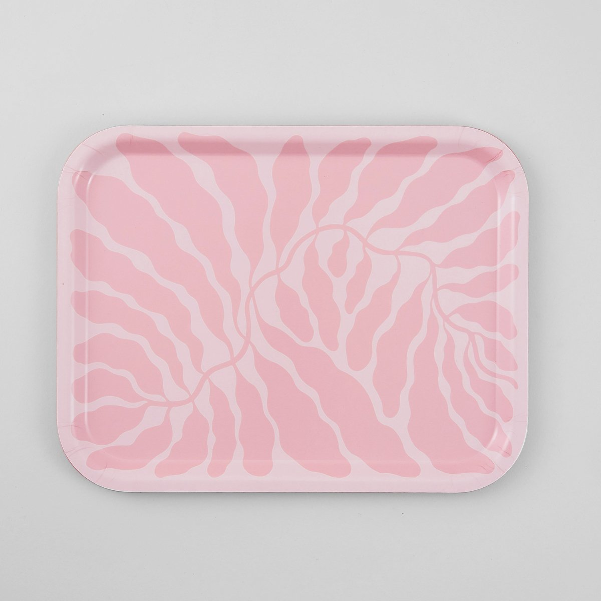 Wrap Magazine Pink Leaves Rectangle Tray